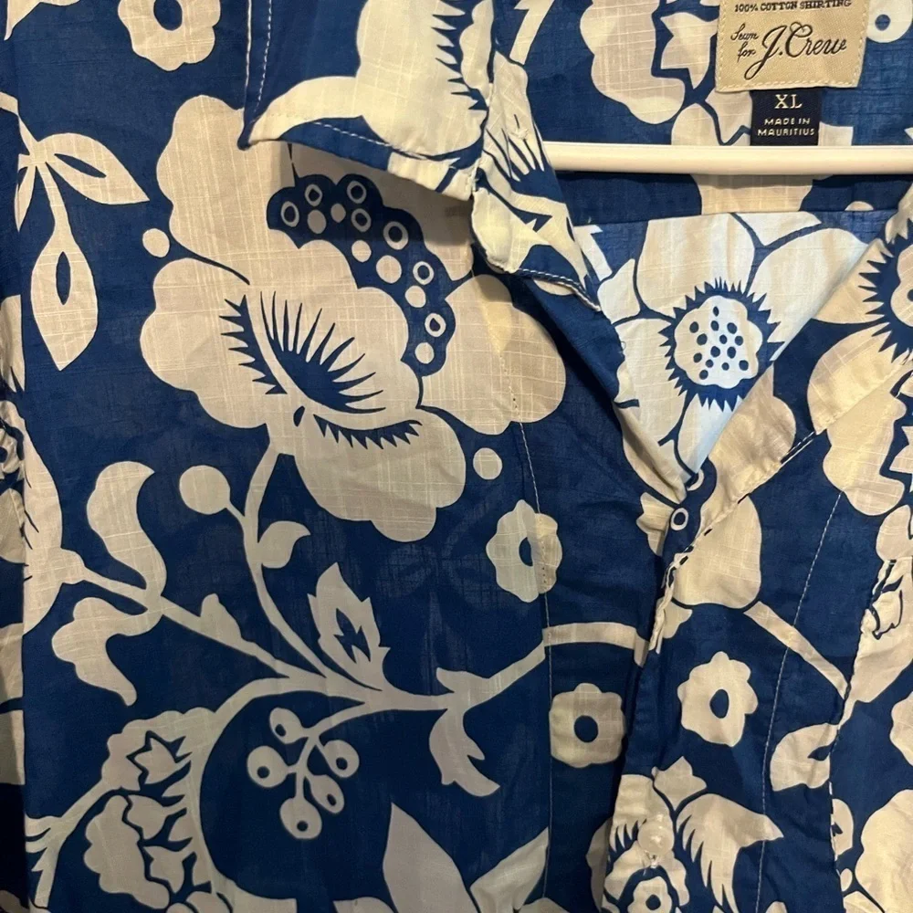 Blue and White Floral Men's Shirt